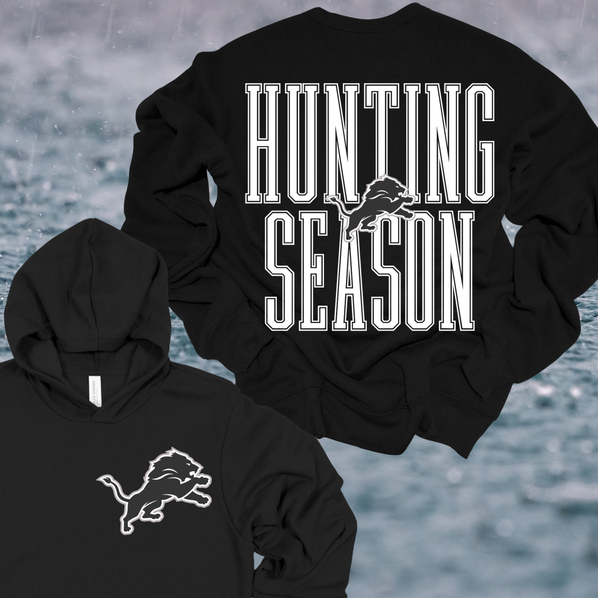Detroit Football Hunting Season Black Out - Premium Sweatshirt (Adult)