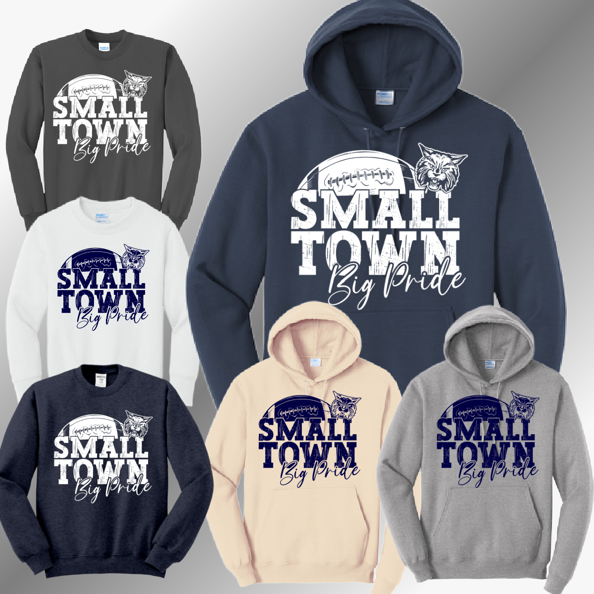 Bobcat Football - Small Town Big Pride Football Basic Sweatshirt (Adult)
