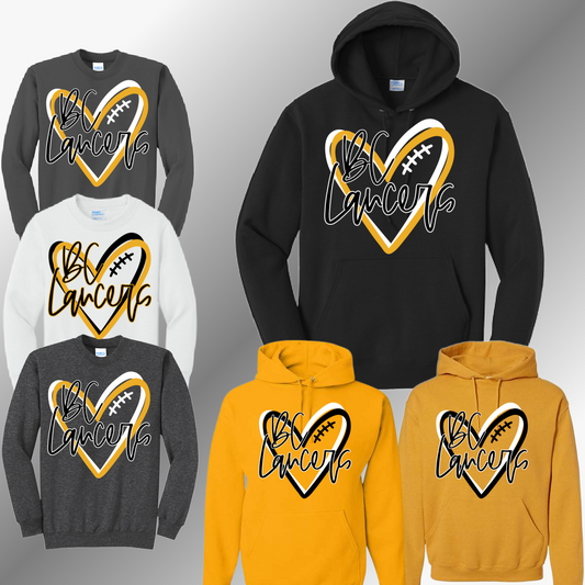 Bullock Creek Lancers - Football Heart Basic Sweatshirt (Adult)