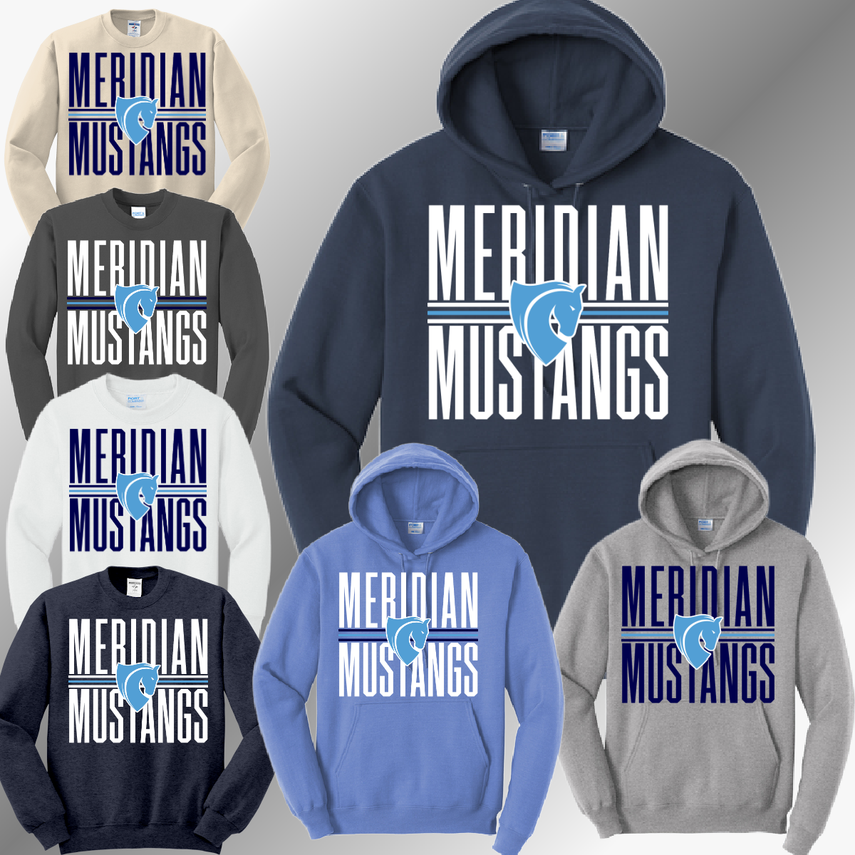 Meridian Mustangs - School Name Basic Sweatshirt (Adult)