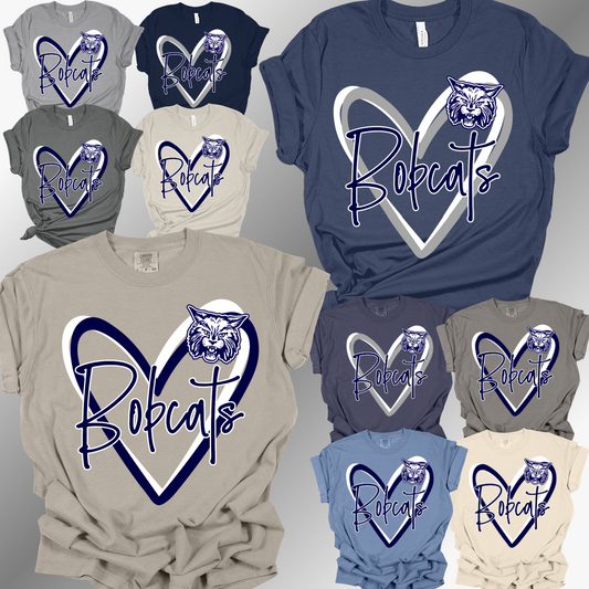 Bangor Bobcats - Doodle Heart Mascot Tee (Adult)
