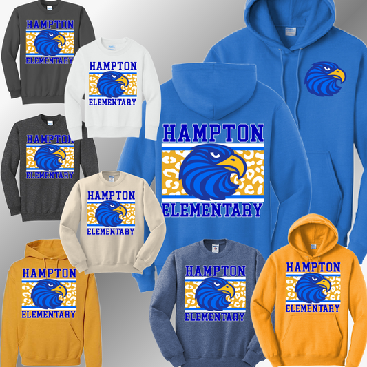Hampton Hawks - Leopard Background Basic Sweatshirt (Adult)