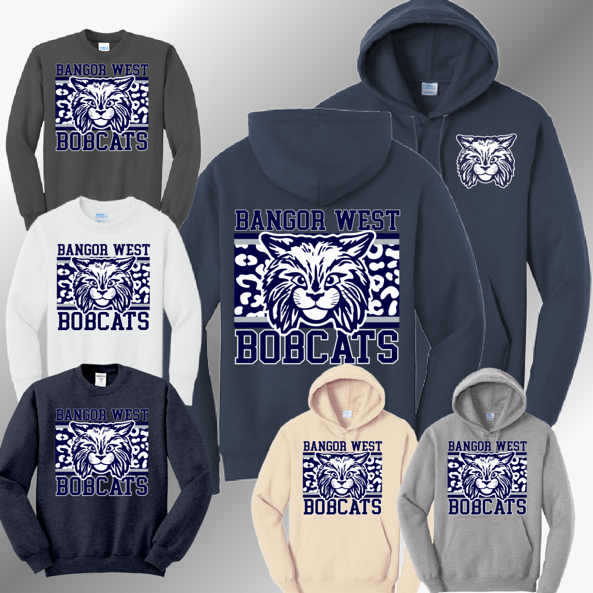 Bangor Bobcats - Leopard Background JUNIOR BOBCAT Basic Sweatshirt (Adult)