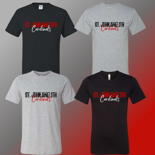 St. John Cardinals - Gray/Black Simple Stamped Tee (Short & Long Sleeve)