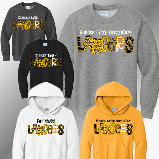 Bullock Creek Lancers - Spirit Font You Choose the School Sweatshirt (Youth)