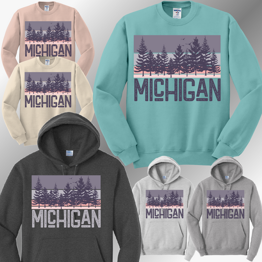 Michigan - Trees Basic Sweatshirt (Adult)