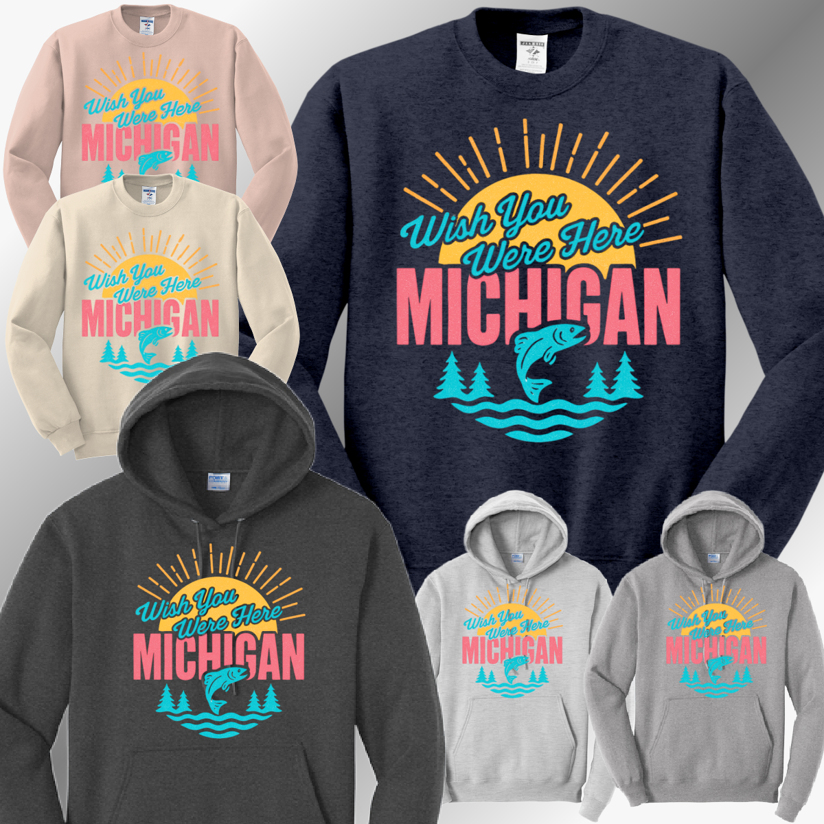 Michigan - Wish You Were Here Basic Sweatshirt (Adult)