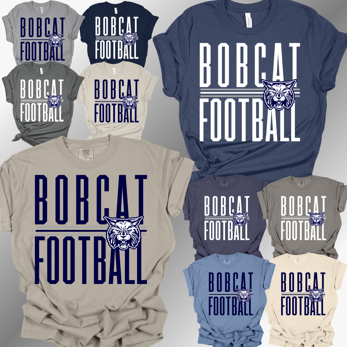 Bobcat Football - Narrow Text Tee (Adult)