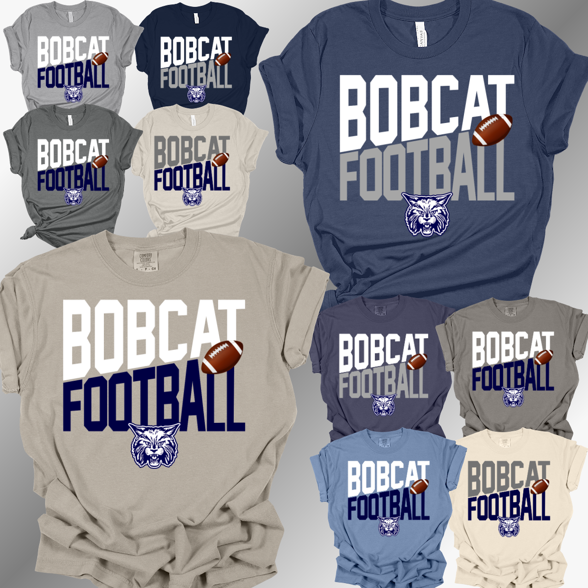 Bobcat Football - Angled Logo Tee (Adult)