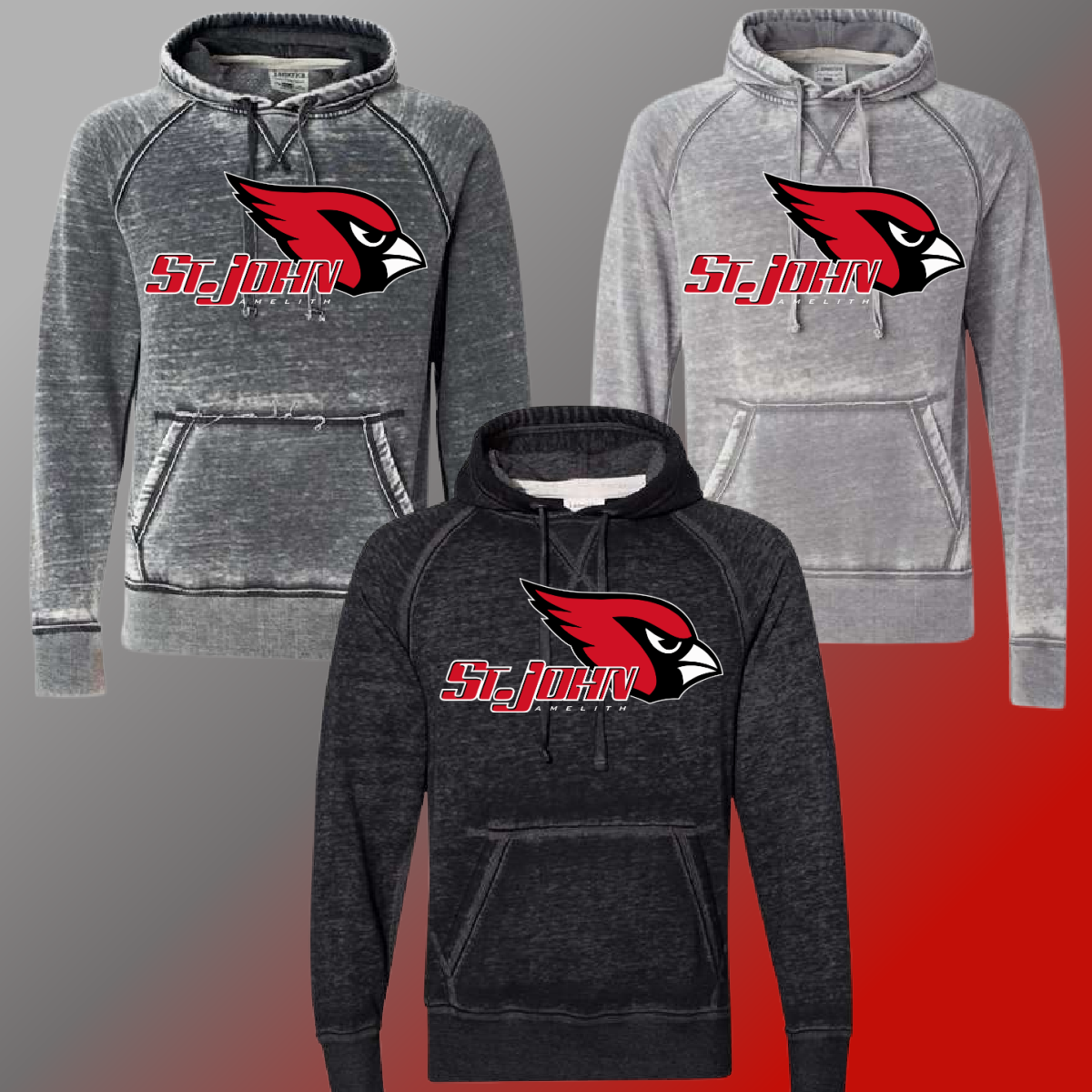 St. John Cardinals  - Logo Acid Wash Hoodie