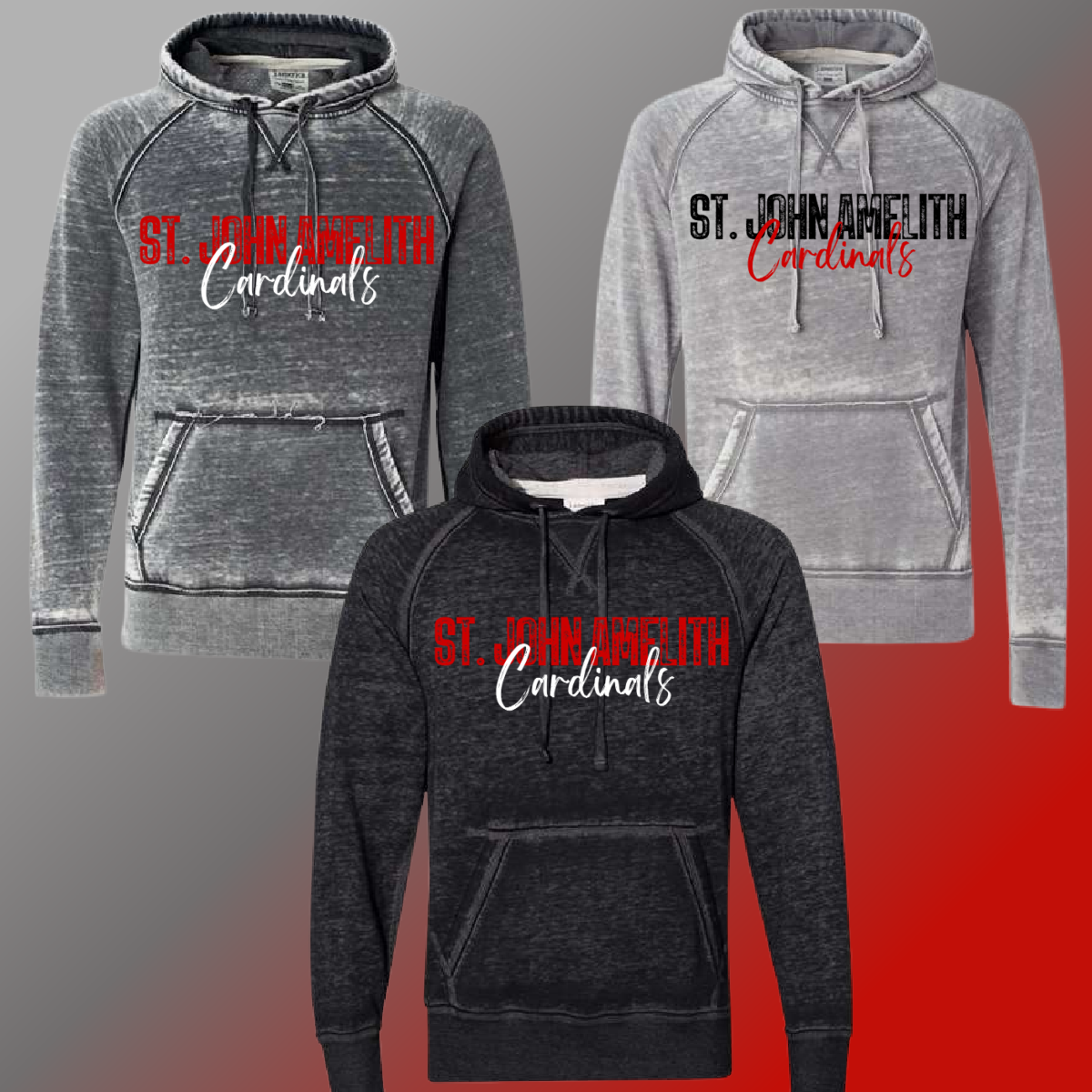 St. John Cardinals  - Simple Stamped Acid Wash Hoodie
