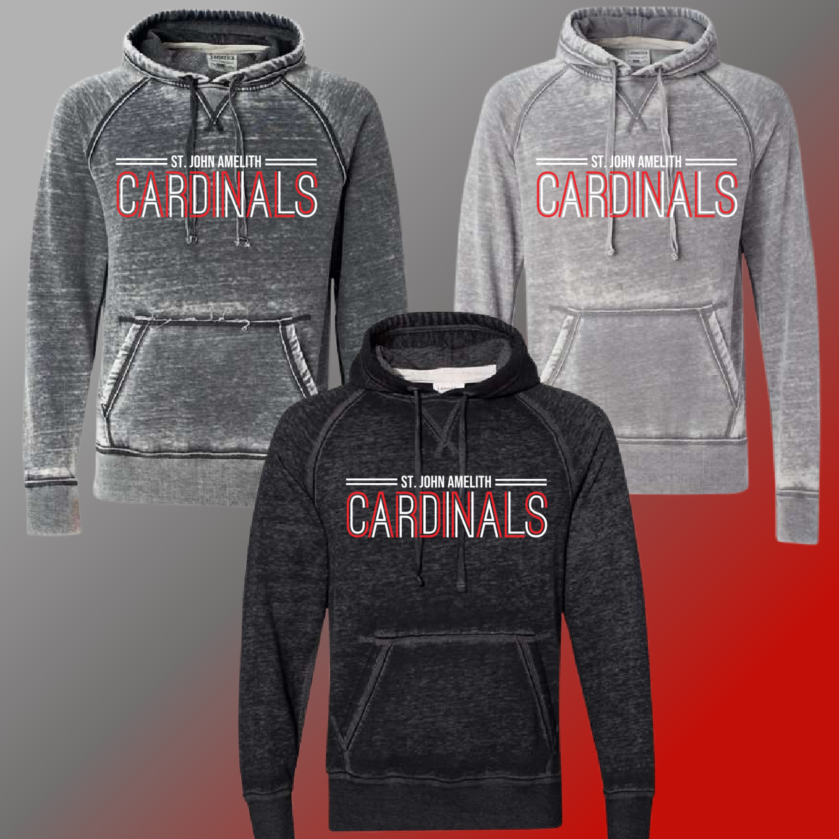 St. John Cardinals  - Double Font Acid Wash Hoodie