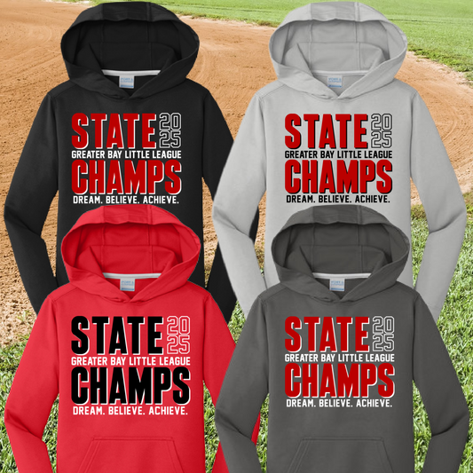 Greater Bay Little League - 2025 11U State Champs Option #2 Performance Hoodie (Youth & Adult)