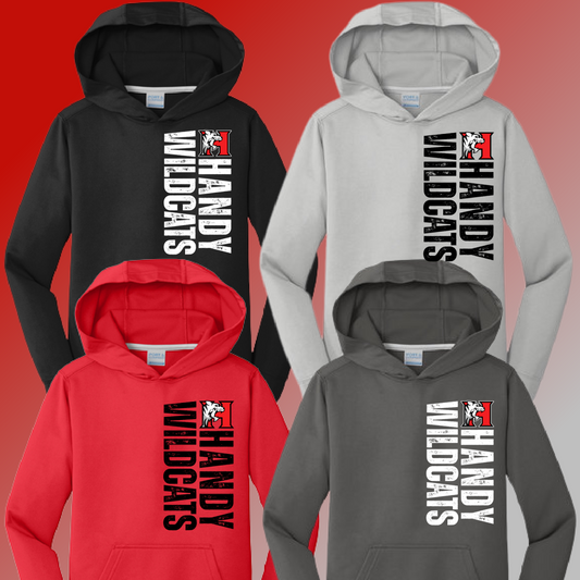 Handy Wildcats - Vertical Distressed Dri Fit Hoodie  (Adult)