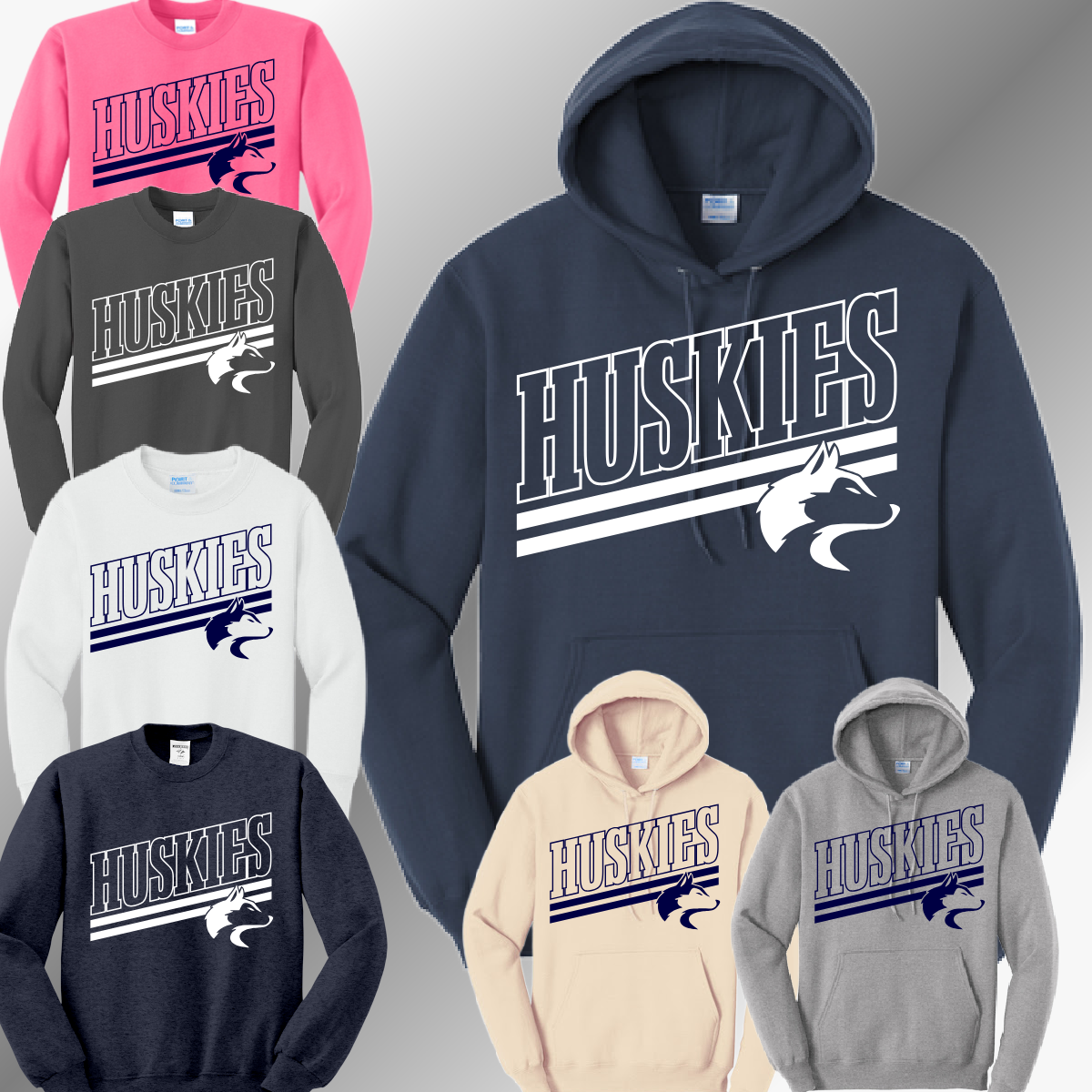 Hemlock Huskies - Angled Mascot Basic Sweatshirt (Adult)