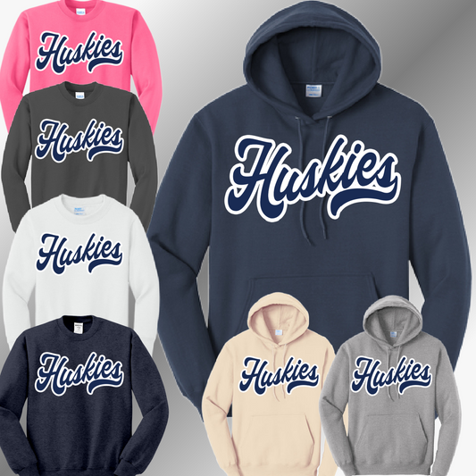 Hemlock Huskies - Cursive Mascot Basic Sweatshirt (Adult)