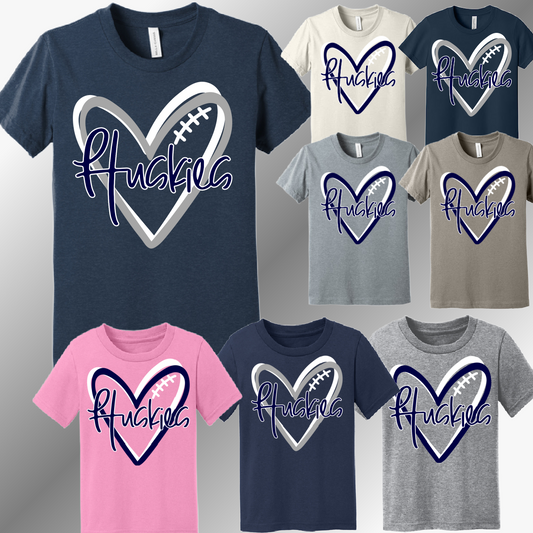 Hemlock Huskies - Football Heart Tee (Youth)