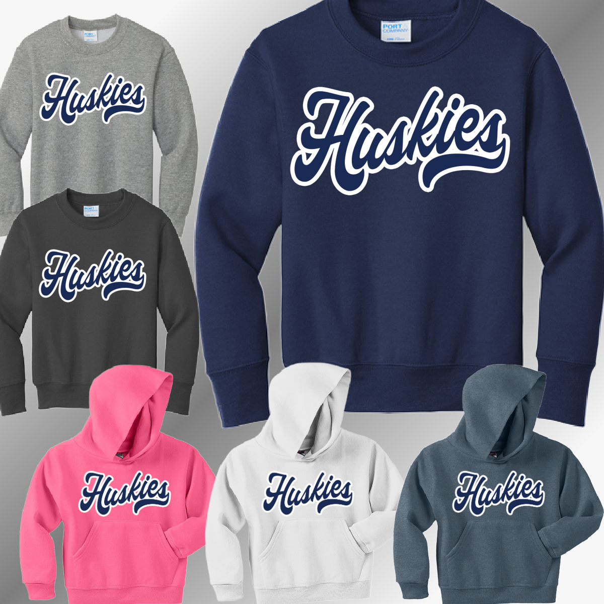 Hemlock Huskies - Cursive Font Basic Sweatshirt (Youth)