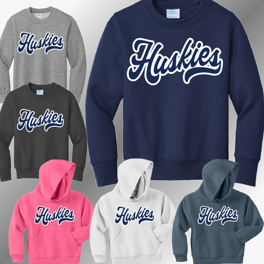 Hemlock Huskies - Cursive Font Basic Sweatshirt (Youth)
