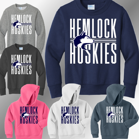 Hemlock Huskies - Narrow Text Basic Sweatshirt (Youth)