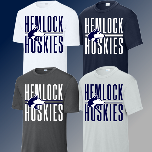 Hemlock Huskies - Narrow Text Dri Fit Tee (Youth)