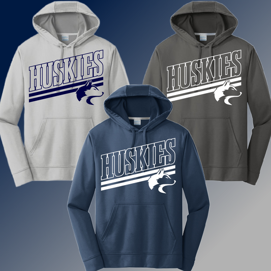 Hemlock Huskies - Angled Mascot Dri Fit Hoodie (Youth)
