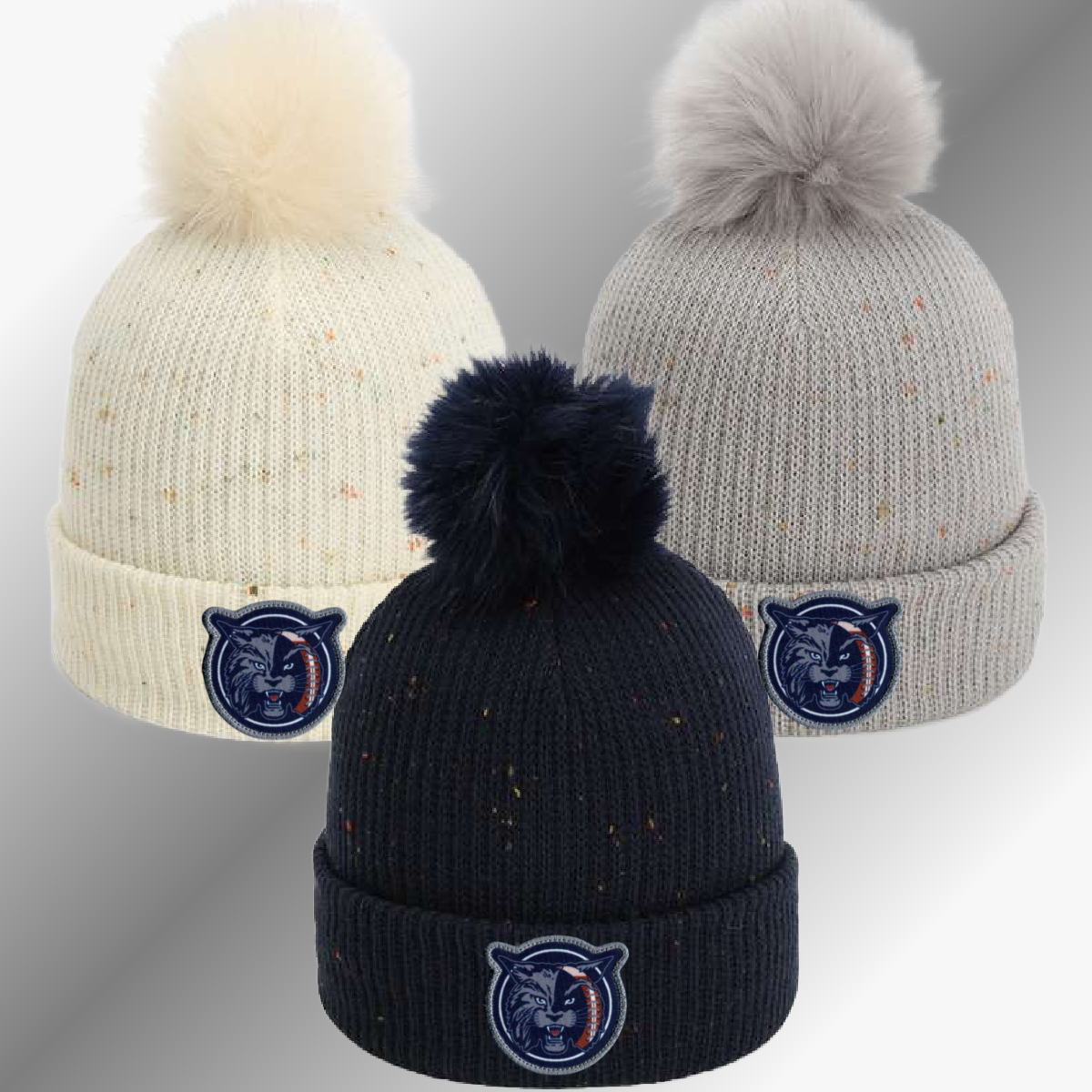 Bobcat Football - Premium Pom Cuffed Beanie