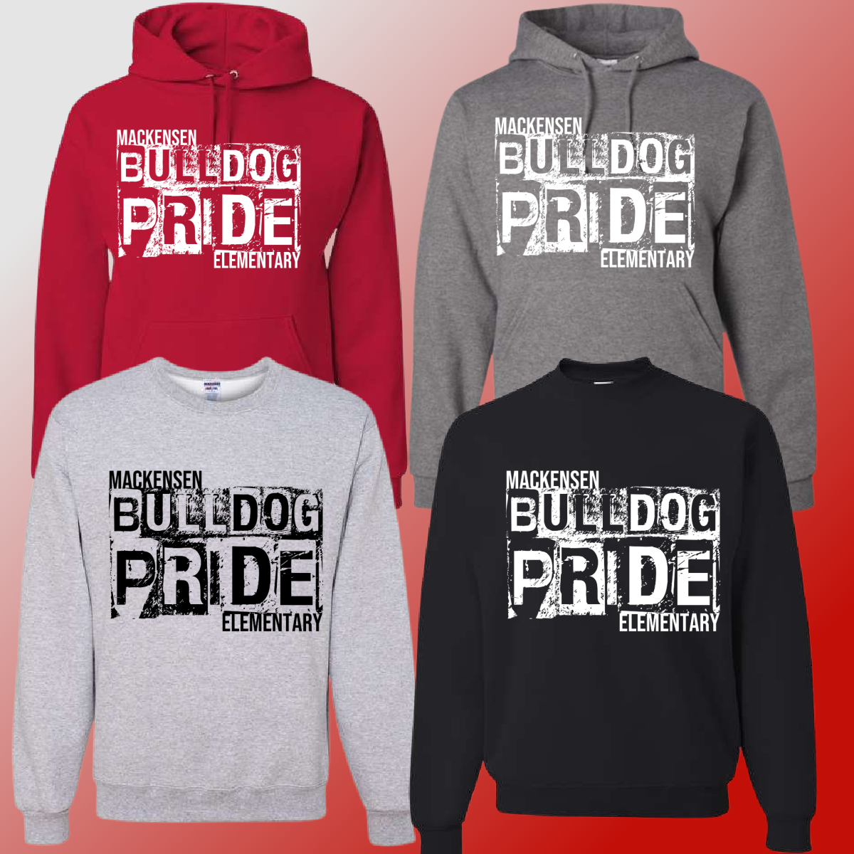 Mackensen Bulldogs  - Distressed Block Basic Sweatshirt - MADE TO ORDER/TWO WEEKS
