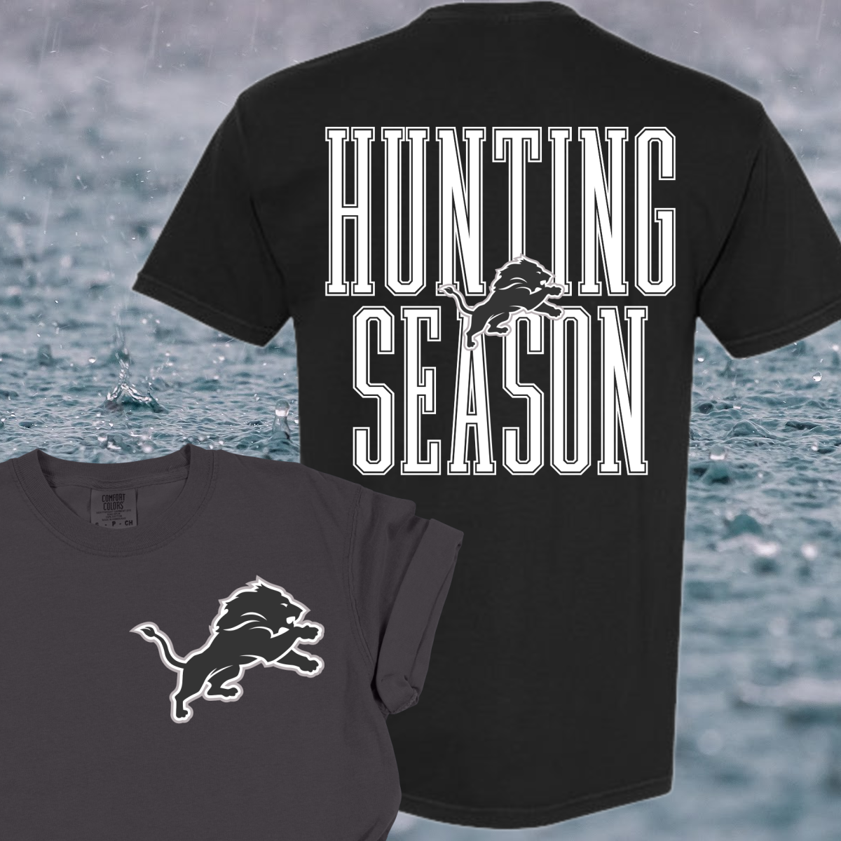 Detroit Football Hunting Season Black Out - Comfort Colors Tee (Adult)