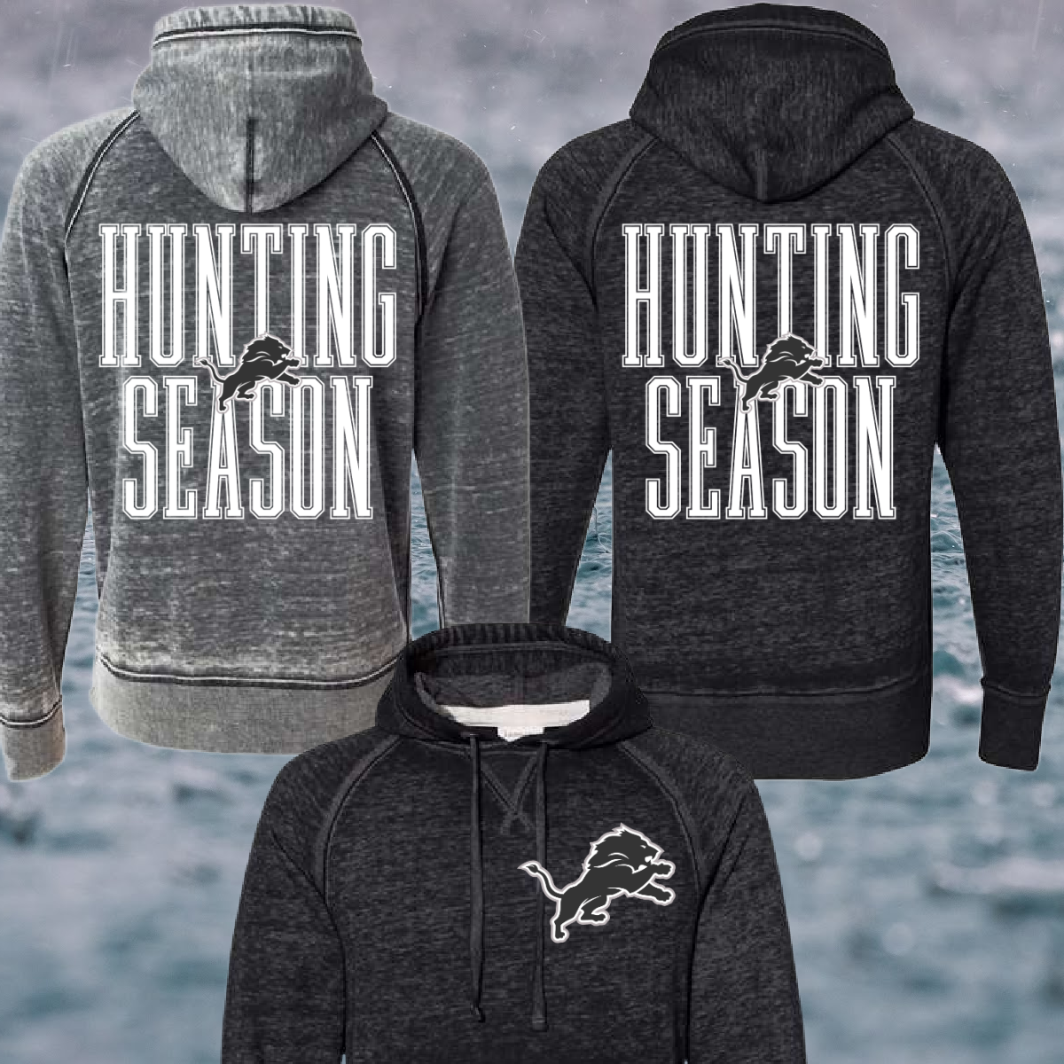 Detroit Football Hunting Season Black Out - Zen Fleece Hoodie (Adult)