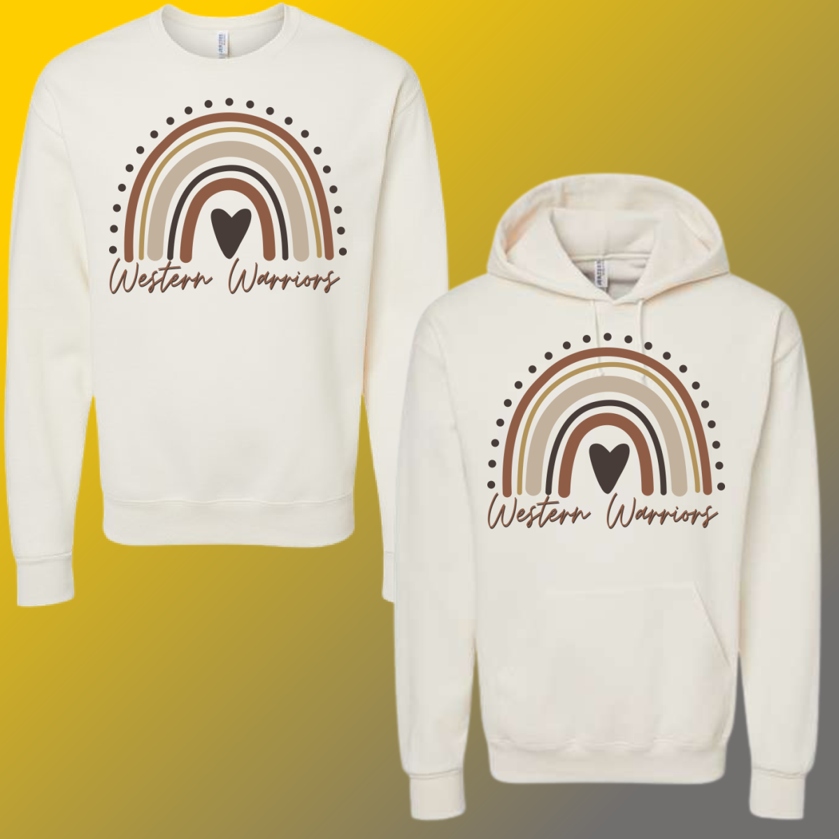 Western Warriors  - Cream Boho Rainbow Basic Sweatshirt (Adult Sizes)