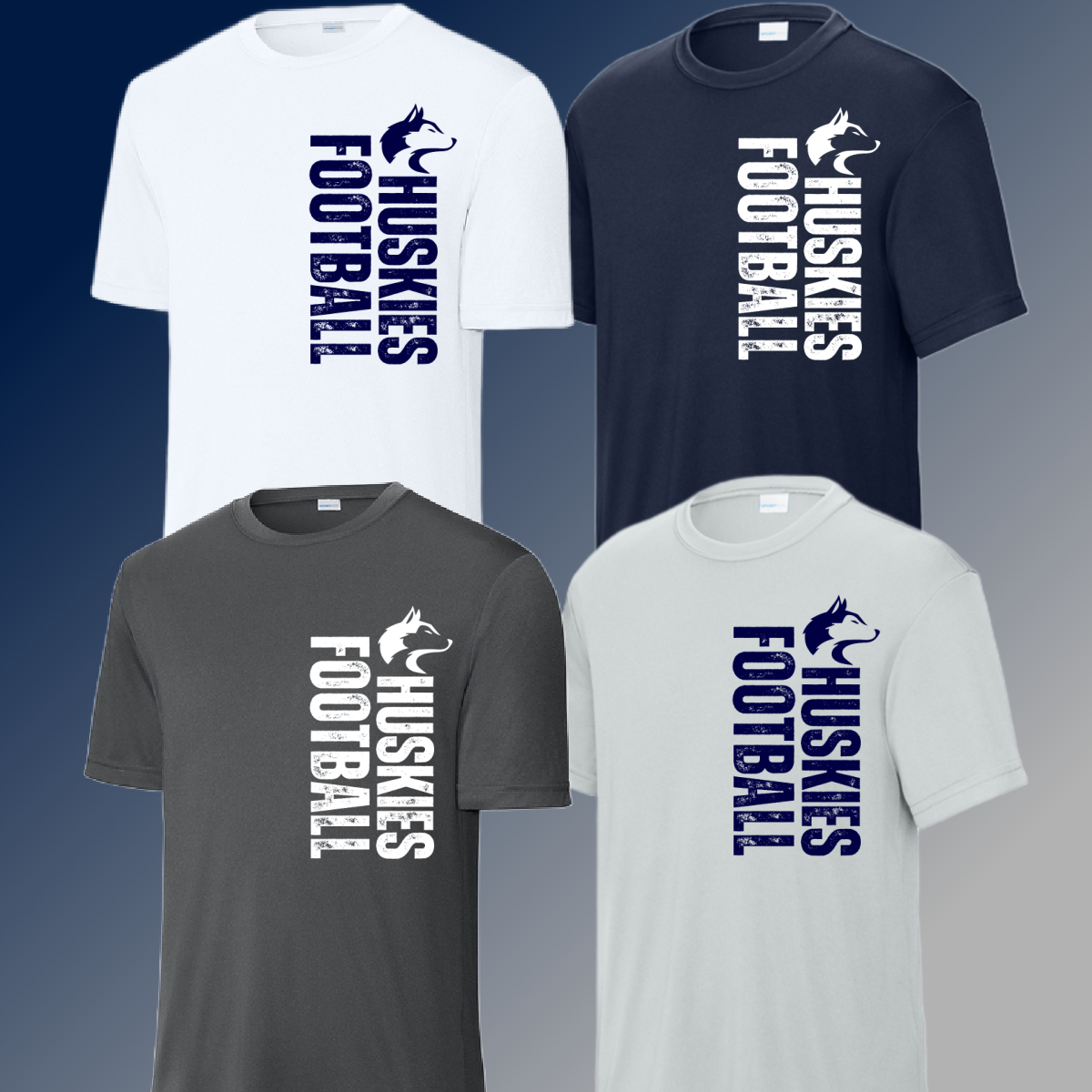Hemlock Huskies - Football Vertical Wording Dri Fit Tee (Youth)