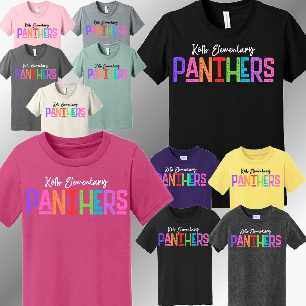 Kolb Panthers - Rainbow Font Tee (Youth)