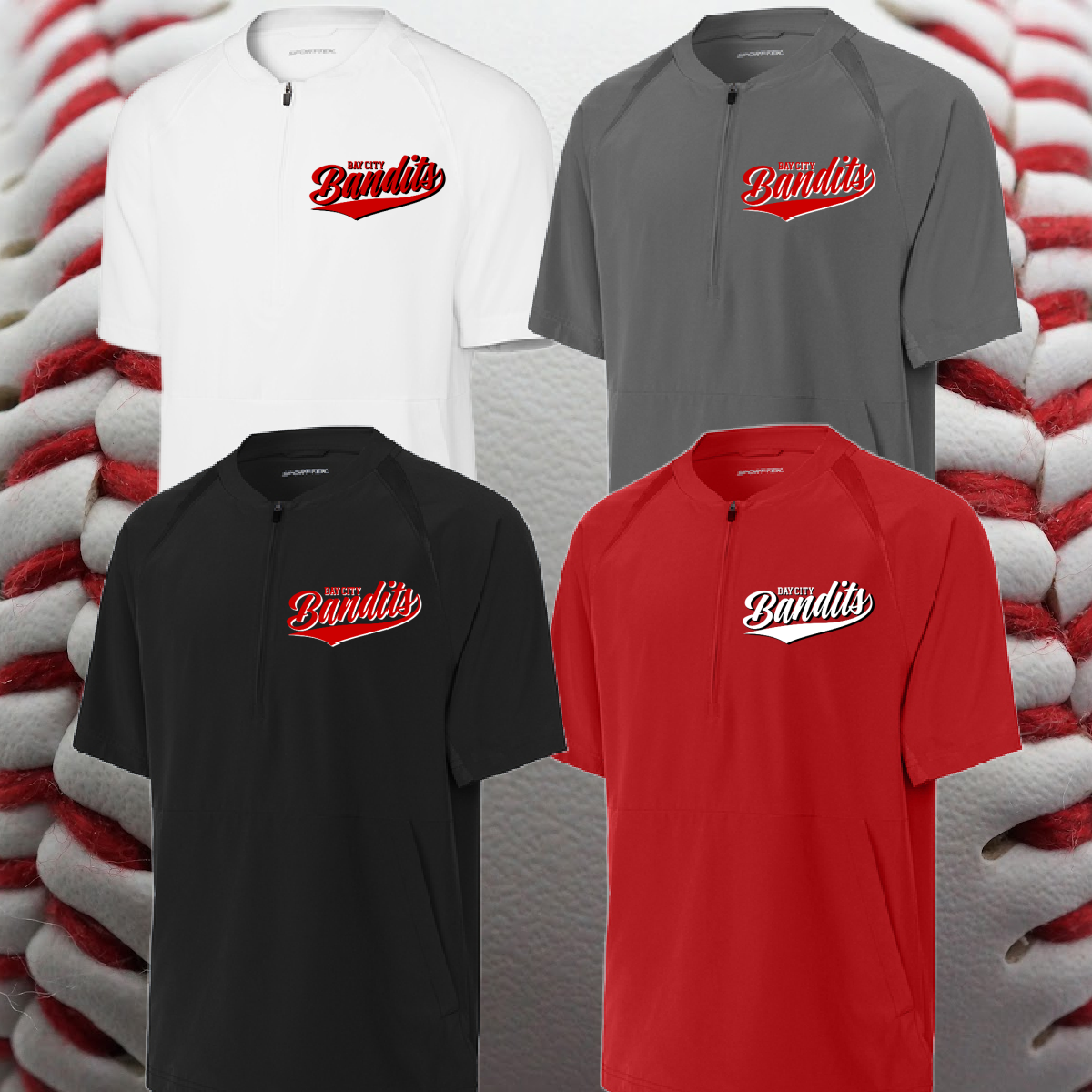 Bay City Bandits - Swoosh 1/2 Zip Short Sleeve Baseball Jacket (Adult)