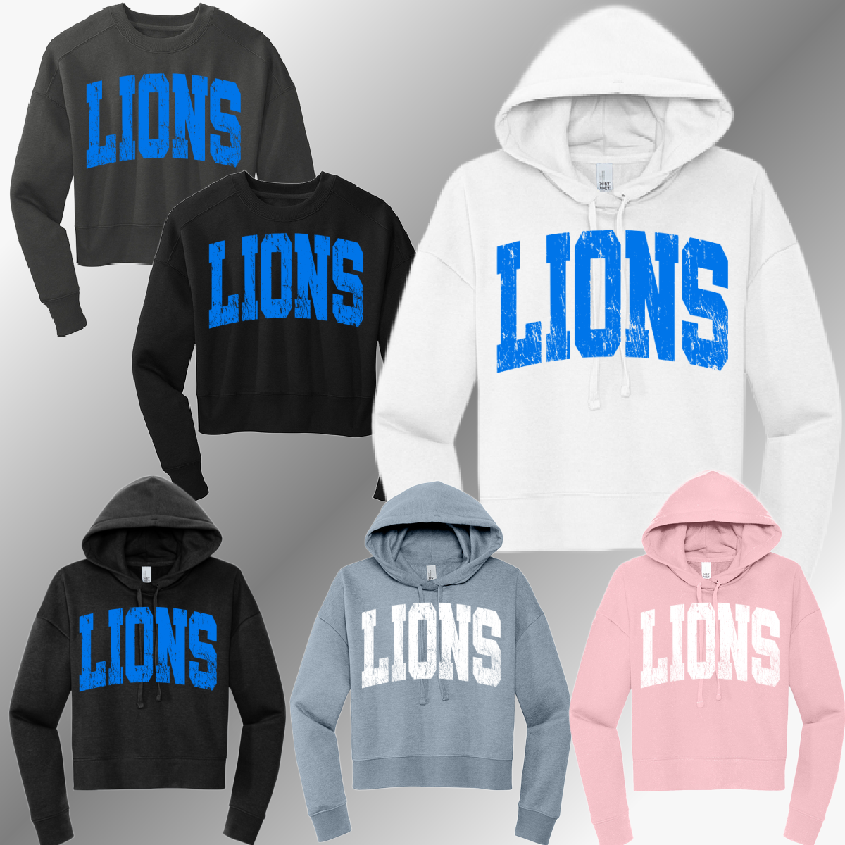 Detroit Football Distressed - Cropped Sweatshirt (Adult)