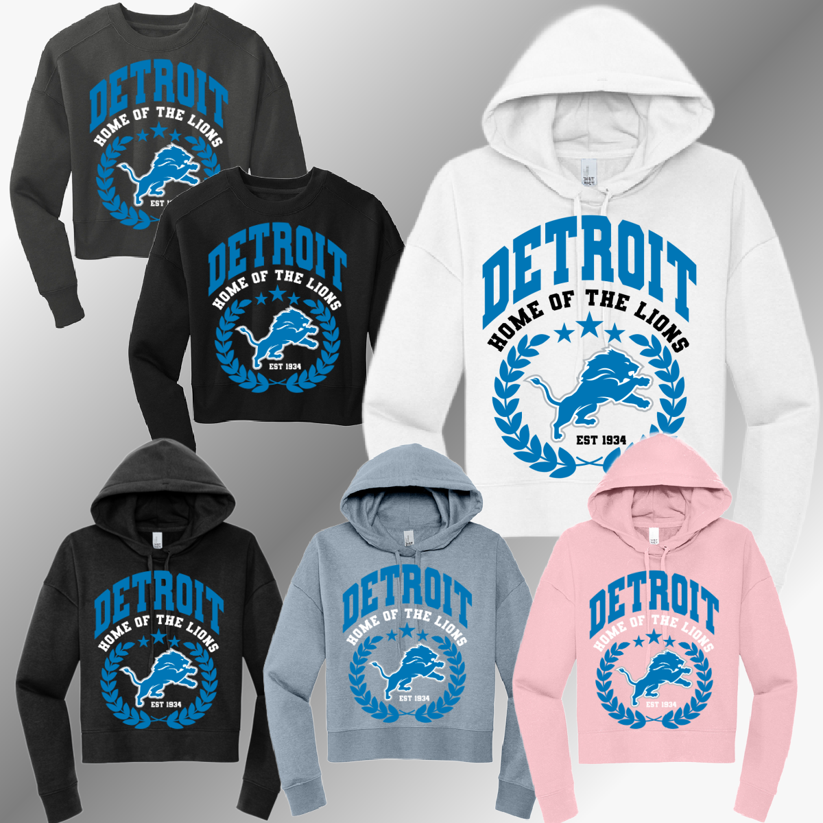 Detroit Football Home Of The - Cropped Sweatshirt (Adult)