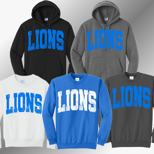 Detroit Football Distressed - Basic Sweatshirt (Adult)