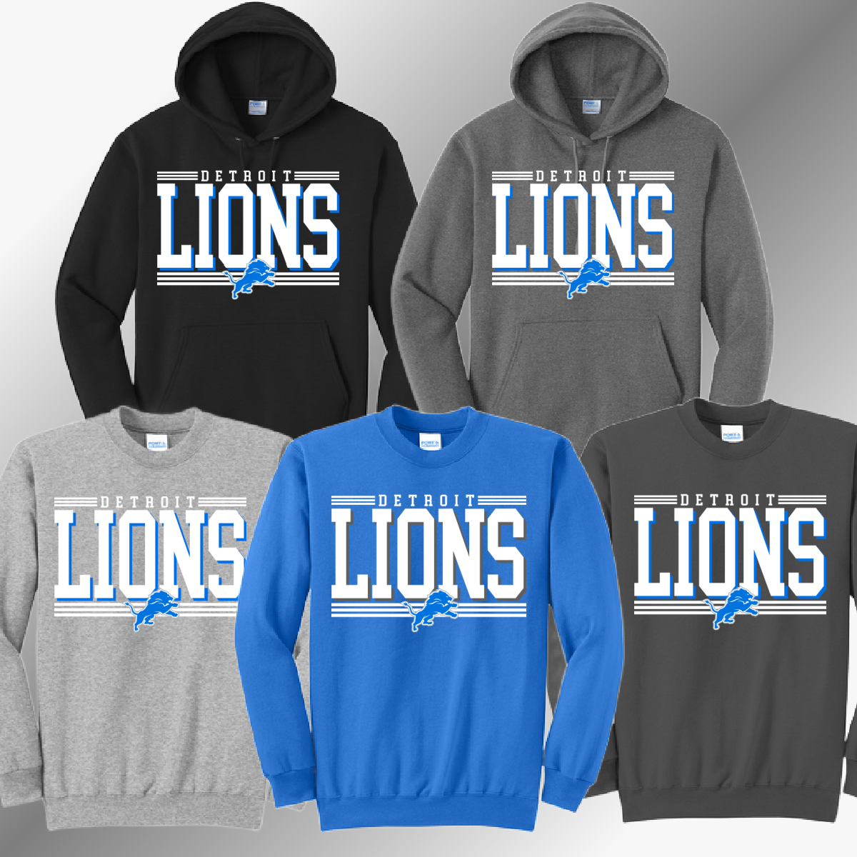 Detroit Football Offset - Basic Sweatshirt (Adult)
