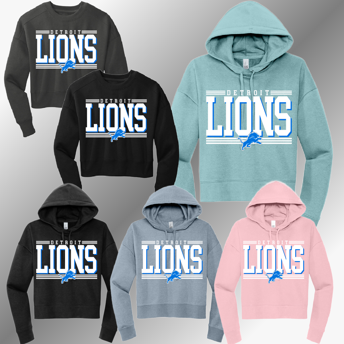 Detroit Football Offset - Cropped Sweatshirt (Adult)