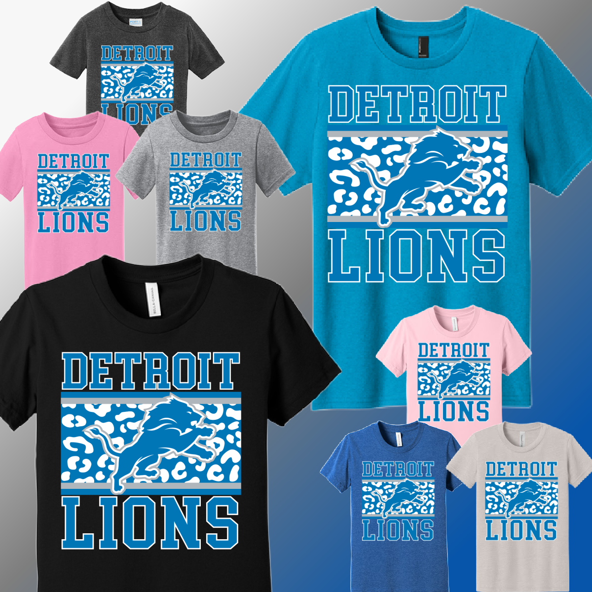 Detroit Football Leopard Background - Youth Tee