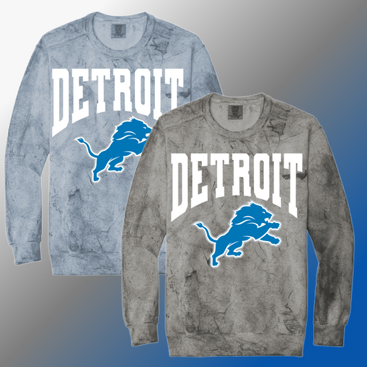 Detroit Football Warped - Color Blast Crewneck (Adult)