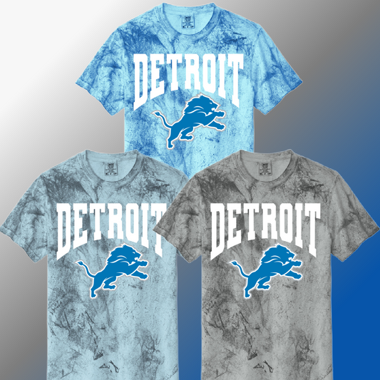 Detroit Football Warped - Color Blast Tee (Adult)