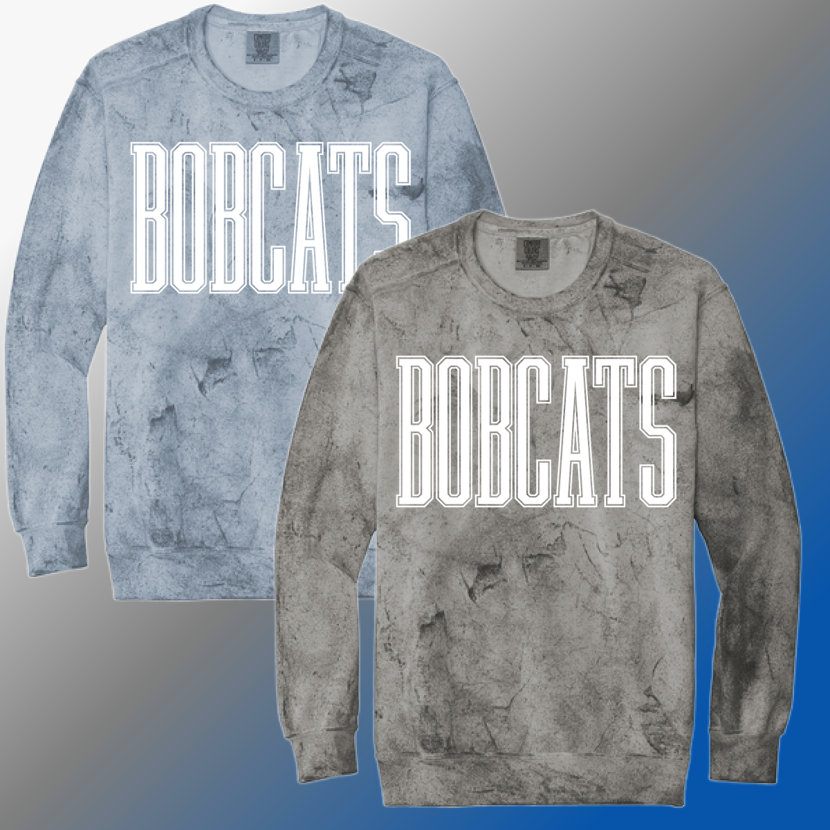 Bangor Bobcats - Skinny Varsity Font Color Blast Crewneck (Adult)
