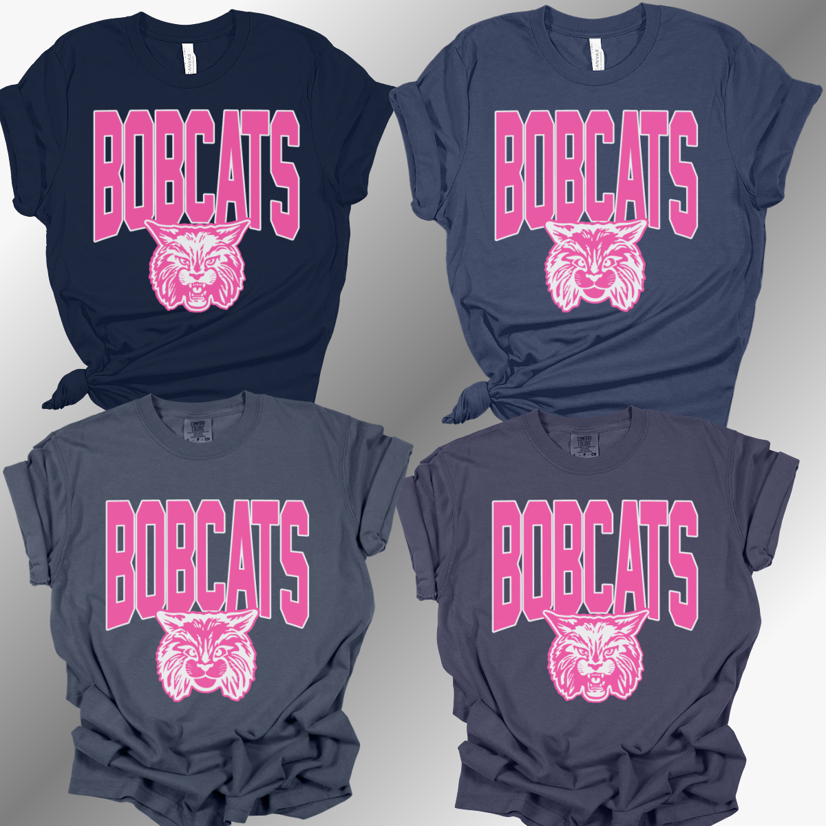Bangor Bobcats - Warped (Pink) Mascot Tee (Adult)