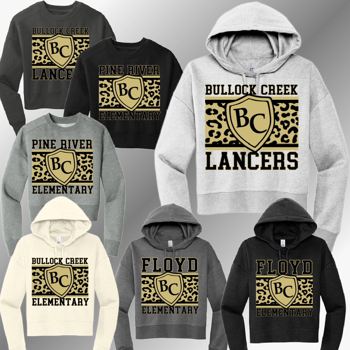 Bullock Creek Lancers - Leopard/Shield Cropped Sweatshirt (Adult)