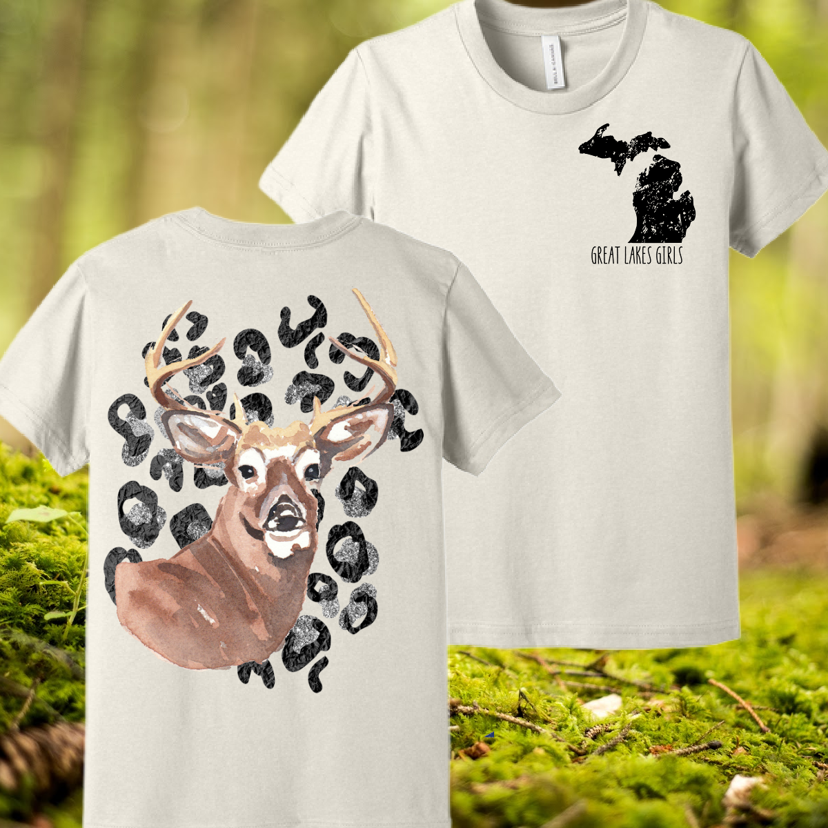 Great Lakes Girls - Watercolor Deer Premium Tee (Toddler, Youth & Adult)
