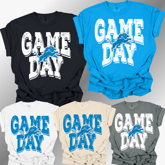 Detroit Football Distressed Game Day - Comfort Colors Tee (Adult)
