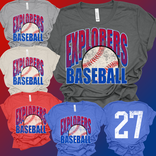 Midland Explorers - BASEBALL Grunge Tee (Toddler, Youth & Adult)