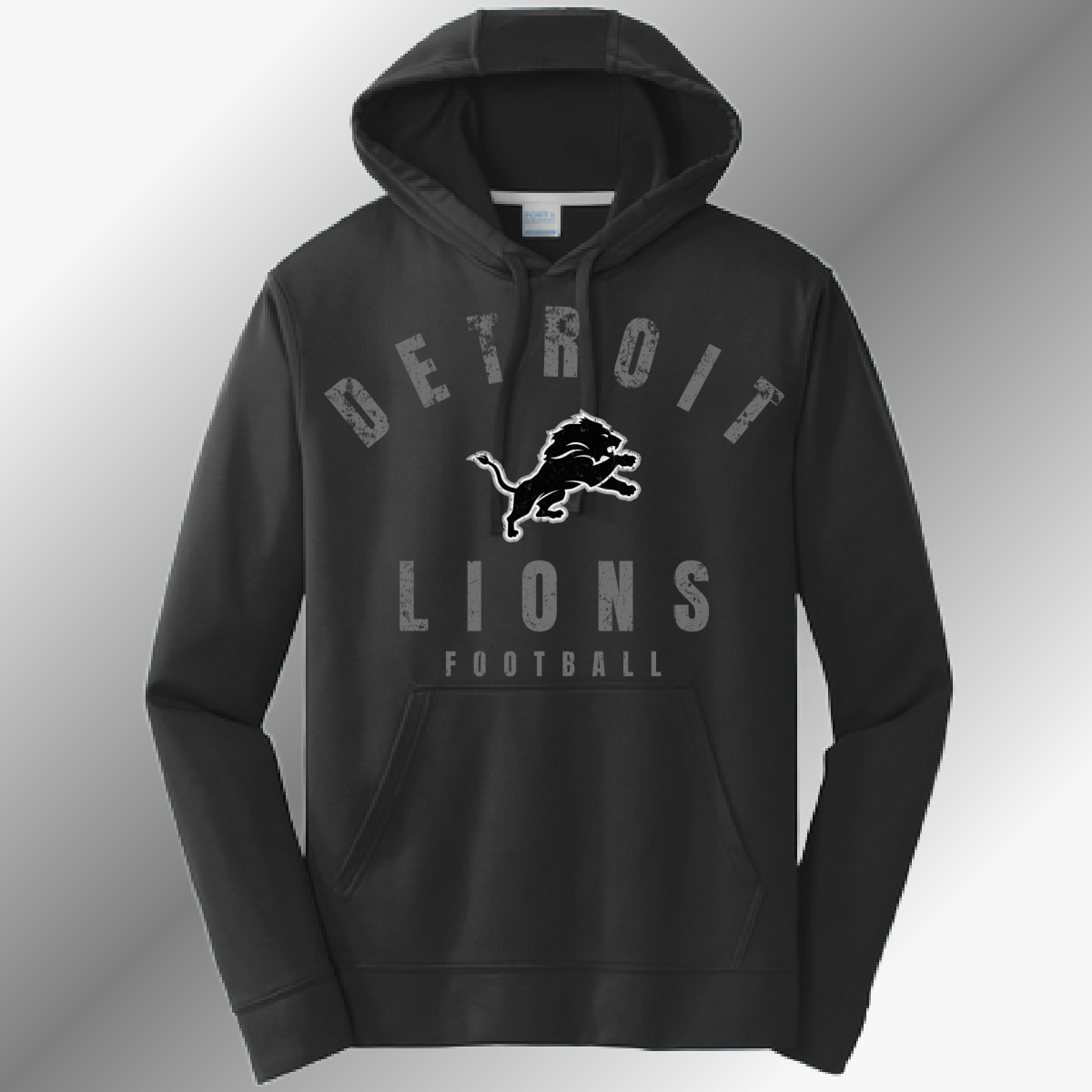 Detroit Football Distressed Blackout - Performance Hoodie (Youth)