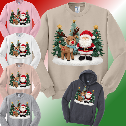 Santa & Reindeer Scene Sweatshirt (Adult)